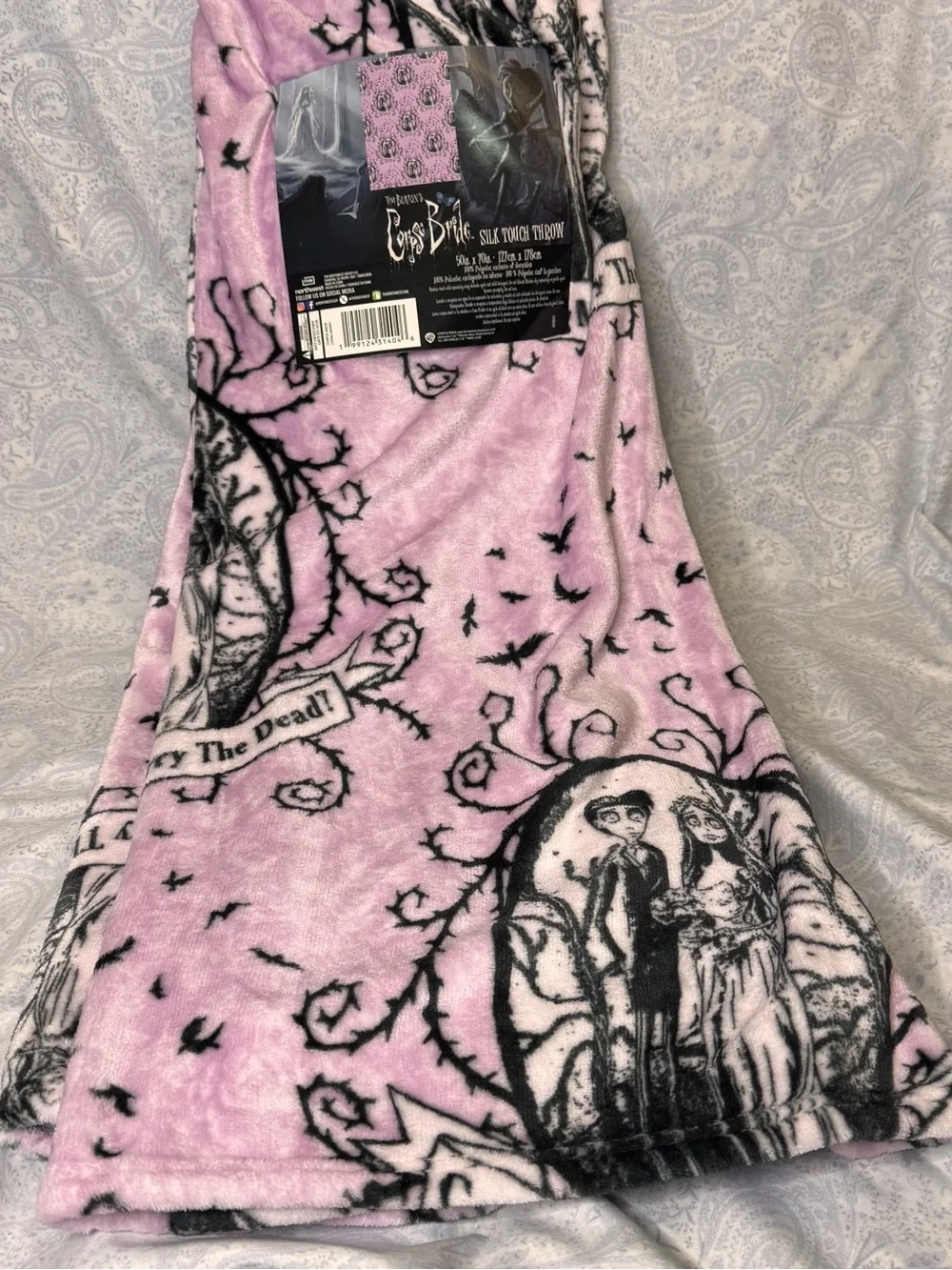 Tim Burton’s The Corpse Bride Plush Throw Blanket w/ Stars Emily & Victor Vinyls
